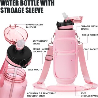 Foto 7 | Foto 7 | Botella De Agua Fimibuke De 1 Litro Con Funda, Sin Bpa, A Prueba De Fugas A2, Rosa - Venta Internacional.