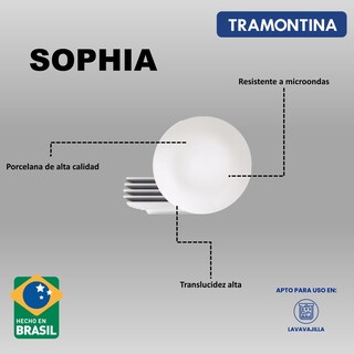 Foto 4 | Foto 4 | Juego De Platos Hondos De Porcelana Tramontina Sophia 6 Piezas