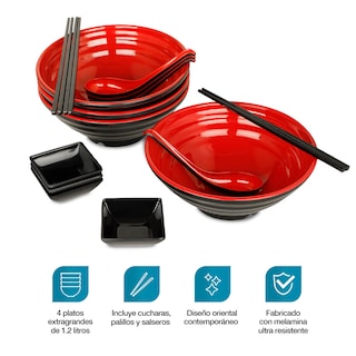 Foto 2 | Foto 2 | Vajilla de Melamina Estilo Japonés Para Ramen para 4 Personas