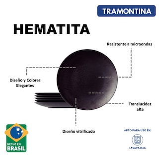 Foto 4 | Foto 4 | Juego de Platos Hondos Tramontina Hematita 6 Piezas 22 cm