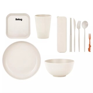 Foto 5 | Foto 5 | Juego de Vajilla Belug de Paja de Trigo Blanco 52 Piezas
