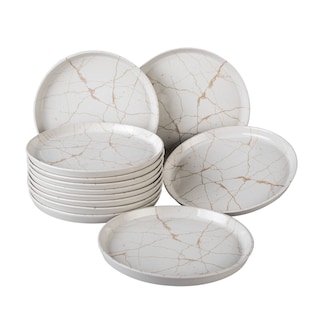 Foto 1 | Foto 1 | Plato Gourmet Porcelana 26 Cm Blanco & Oro 12 Pzs Santa Anita