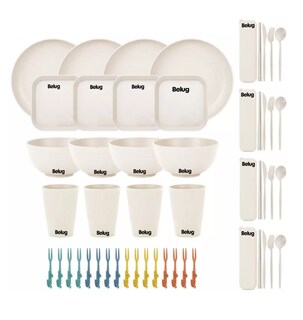 Foto 1 | Foto 1 | Juego De Vajilla De Paja De Trigo 52 Piezas Belug, Blanco