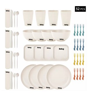 Foto 2 | Foto 2 | Juego De Vajilla De Paja De Trigo 52 Piezas Belug, Blanco