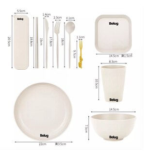 Foto 3 | Foto 3 | Juego De Vajilla De Paja De Trigo 52 Piezas Belug, Blanco