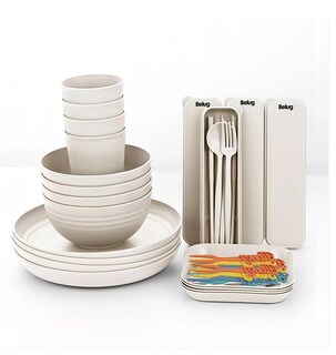 Foto 4 | Foto 4 | Juego De Vajilla De Paja De Trigo 52 Piezas Belug, Blanco