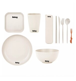 Foto 5 | Foto 5 | Juego De Vajilla De Paja De Trigo 52 Piezas Belug, Blanco