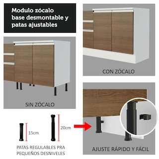 Foto 5 | Foto 5 | Mueble de Cocina MADESA G241249BGL color Marrón 3 Cajones 2 Puertas 120 CM