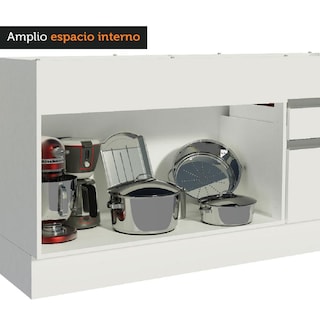 Foto 7 | Foto 7 | Mueble de Cocina MADESA G2415309GL color Blanco 2 Cajones 2 Puertas 150 CM