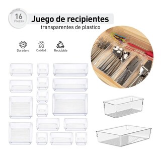 Foto 2 | Foto 2 | Organizador De Cajones Joyas Maquillaje 16 Pzas De Plástico Lab.g Transparente