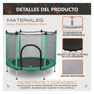 Foto 2 | Foto 2 | Brincolín Trampolín Para Niños De Acero, De Diámetro 140 Cm Y Alto 118 Cm Eo Safe Imports Esi-19247 Verde