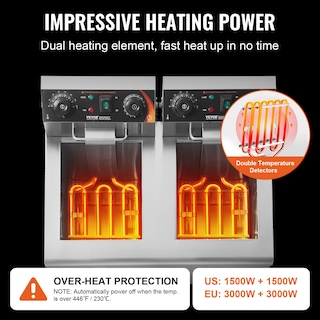 Foto 3 | Foto 3 | Freidora Comercial Vevor De Doble Tanque 3000 W Eléctrica 11l - Venta Internacional.