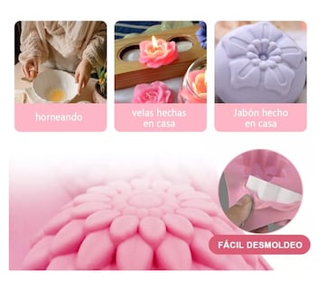 Foto 3 | Foto 3 | Moldes Silicon Flores Para Velas Resposteria Jabon Artesanal, Rosa/azul