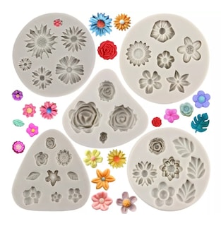 Foto 1 | Foto 1 | Molde De Silicona Flor De Margarita Rosa Fondant Resina 5 Pcs