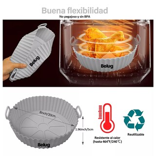 Foto 5 | Foto 5 | Molde Silicona Freidora De Aire Circular Reutilizable Belug Gris