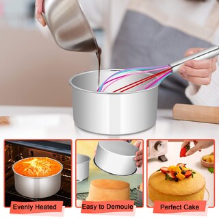 Foto 5 | Foto 5 | Juego De 3 Moldes Para Tartas E-far, De Acero Inoxidable, 15 X 7,5 Cm, Redondos - Venta Internacional.