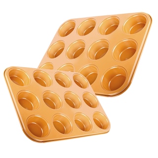 Foto 1 | Foto 1 | Moldes Para Hornear De Cobre Antiadherentes 12 Muffins 2pzs