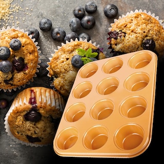 Foto 3 | Foto 3 | Moldes Para Hornear De Cobre Antiadherentes 12 Muffins 2pzs