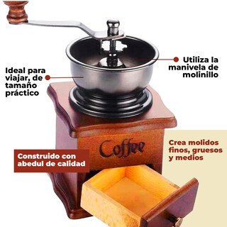 Foto 4 | Foto 4 | Molino Manual de Grano de Café Portátil de Madera Vintage