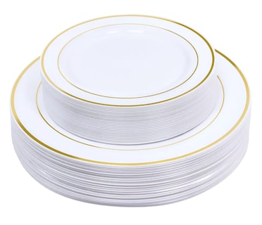 Foto 1 | Foto 1 | Platos Desechables Elegantes de Plástico 50 Piezas Blancos