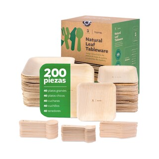 Foto 1 | Foto 1 | Set de Platos y Cubiertos B Life Biodegradables de Hoja de Palma 200 Piezas