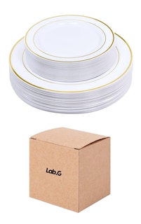 Foto 1 | Foto 1 | Platos Desechables Elegantes Plástico, Vajilla Fiesta, 50 Pz Blanco