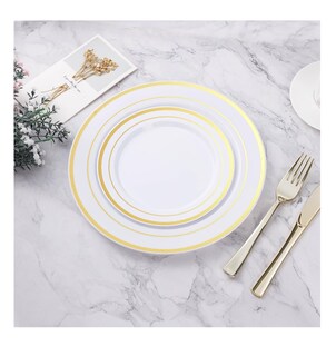 Foto 2 | Foto 2 | Platos Desechables Elegantes Plástico, Vajilla Fiesta, 50 Pz Blanco