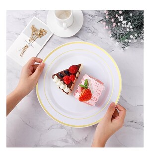 Foto 3 | Foto 3 | Platos Desechables Elegantes Plástico, Vajilla Fiesta, 50 Pz Blanco