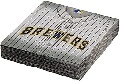 Foto 2 | Foto 2 | Servilletas De Fiesta Amscan Milwaukee Brewers De 6,5 X 6,5 Cm, Paquete De 36 - Venta Internacional.
