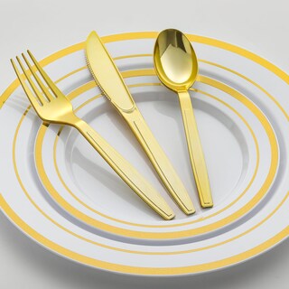 Foto 4 | Foto 4 | Tenedores Desechables De Plástico 100 Unidades Dorados Para Fiestas Aozita - Venta Internacional.