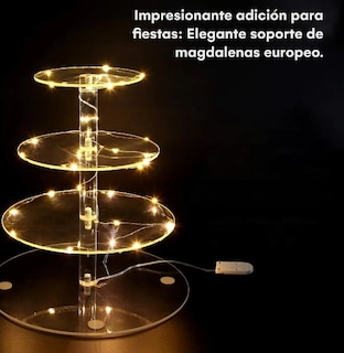 Foto 3 | Foto 3 | Xtellar Exhibidor De Postres Y Cupcakes Acrílico Premium, 4 Niveles Con Iluminación Led