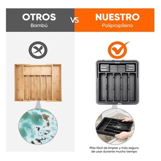 Foto 2 | Foto 2 | Bandeja Extensible Para Cajones De Cocina 9 Compartimentos Belug Negro Gris