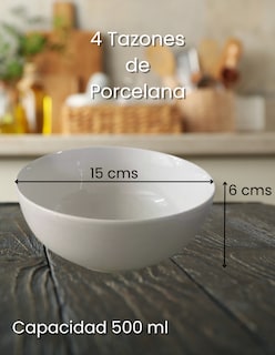 Foto 3 | Foto 3 | Tazones Bowl Elegante Cereal Italo Porcelana Blanco 500ml Home4pk