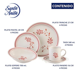 Foto 2 | Foto 2 | Vajilla de Porcelana Santa Anita Gerberina Blanco Rouse 20 Piezas