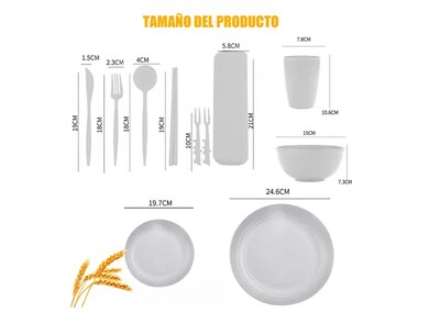 Foto 2 | Foto 2 | 6 Xtellar Personas Vajilla Juego Cocina Trigo Plato Tazas Kit 66pzs