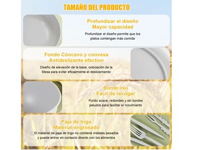 Foto 3 | Foto 3 | 6 Xtellar Personas Vajilla Juego Cocina Trigo Plato Tazas Kit 66pzs