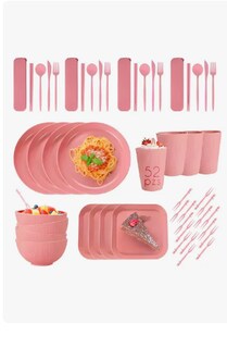 Foto 1 | Foto 1 | Kit Vajilla 52 Pzas Juego Cocina Ecológica Reutilizable Color Rosa