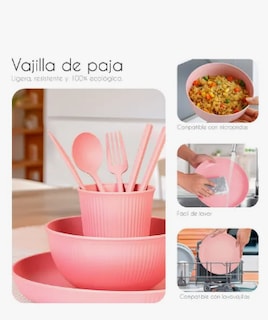 Foto 3 | Foto 3 | Kit Vajilla 52 Pzas Juego Cocina Ecológica Reutilizable Color Rosa