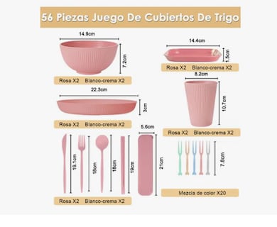 Foto 2 | Foto 2 | Juego De Vajilla De Paja De Trigo 56 Piezas Reutilizable