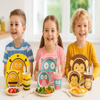 Foto 2 | Foto 2 | Set 12 Vajillas Infantil Domore Bambú 5 Pzs Platos Vasos