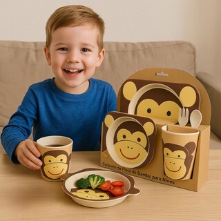 Foto 3 | Foto 3 | Set 12 Vajillas Infantil Domore Bambú 5 Pzs Platos Vasos