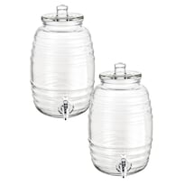 Dispensador De Agua De Vidrio Con Tapa Vittori 10 Litros 2 Piezas