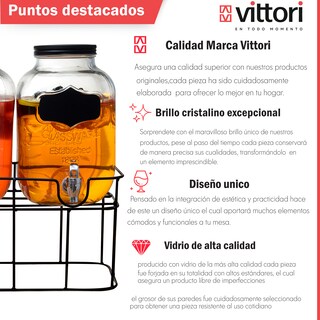 Foto 4 | Foto 4 | Dispensador De Agua De Vidrio Vittori 5 Litros 2 Piezas