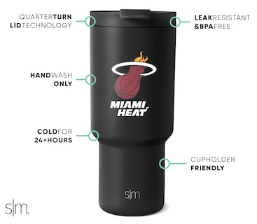 Foto 2 | Foto 2 | Vaso Simple Modern Con Licencia Oficial De La Nba Miami Heat De 900 Ml - Venta Internacional.