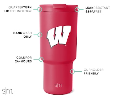 Foto 2 | Foto 2 | Vaso Sencillo Y Moderno De Wisconsin Badgers, 900 Ml, Con Licencia Oficial - Venta Internacional.