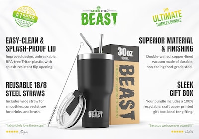 Foto 2 | Foto 2 | Tumbler Greens Steel Beast Acero Inoxidable 900 Ml Aislante Al Vacío - Venta Internacional.
