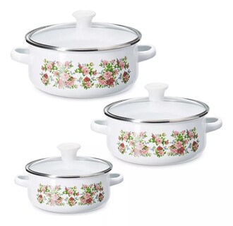 Foto 1 | Foto 1 | Juego 3 Ollas Hot Spot Z478 Peltre Tapa Deco 14, 16, 18cm Color Blanco