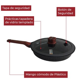 Foto 5 | Foto 5 | Sartén con Tapa Antiadherente Cubierta de Granito Mango Tipo Madera