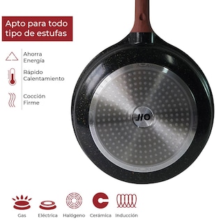 Foto 6 | Foto 6 | Sartén con Tapa Antiadherente Cubierta de Granito Mango Tipo Madera