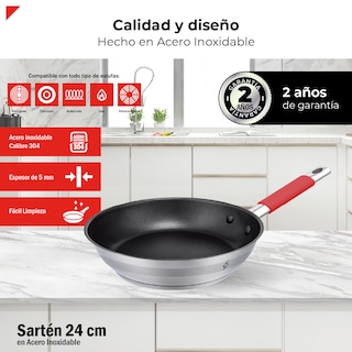 Foto 3 | Foto 3 | Bogner Sartén De Acero Inoxidable De 24cm Antiadherente Bfp24